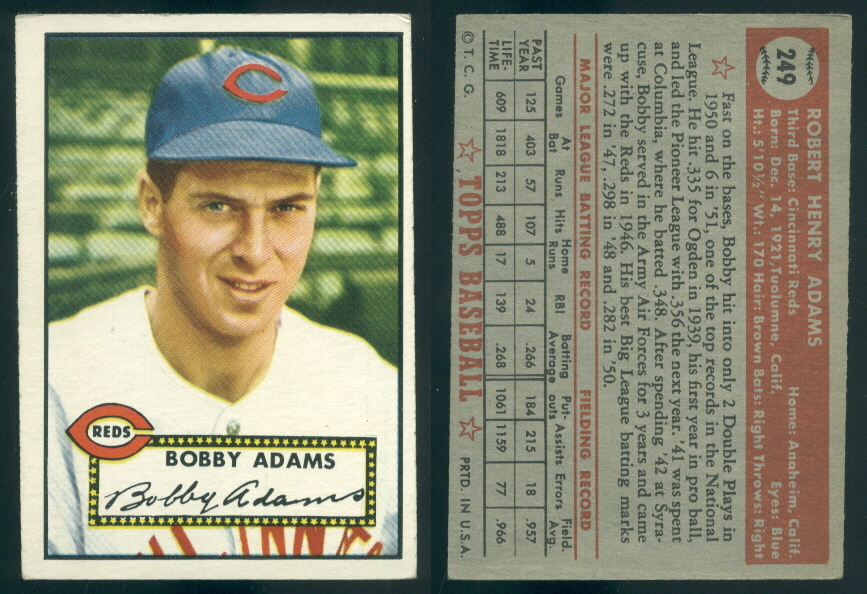 49105) 1952 Topps 249 Bobby Adams Reds-EX | eBay
