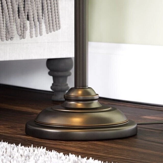 3-Piece Lamp Set | Bronze Metal Table & Floor Lamps with Beige Shades - Image 4 of 4