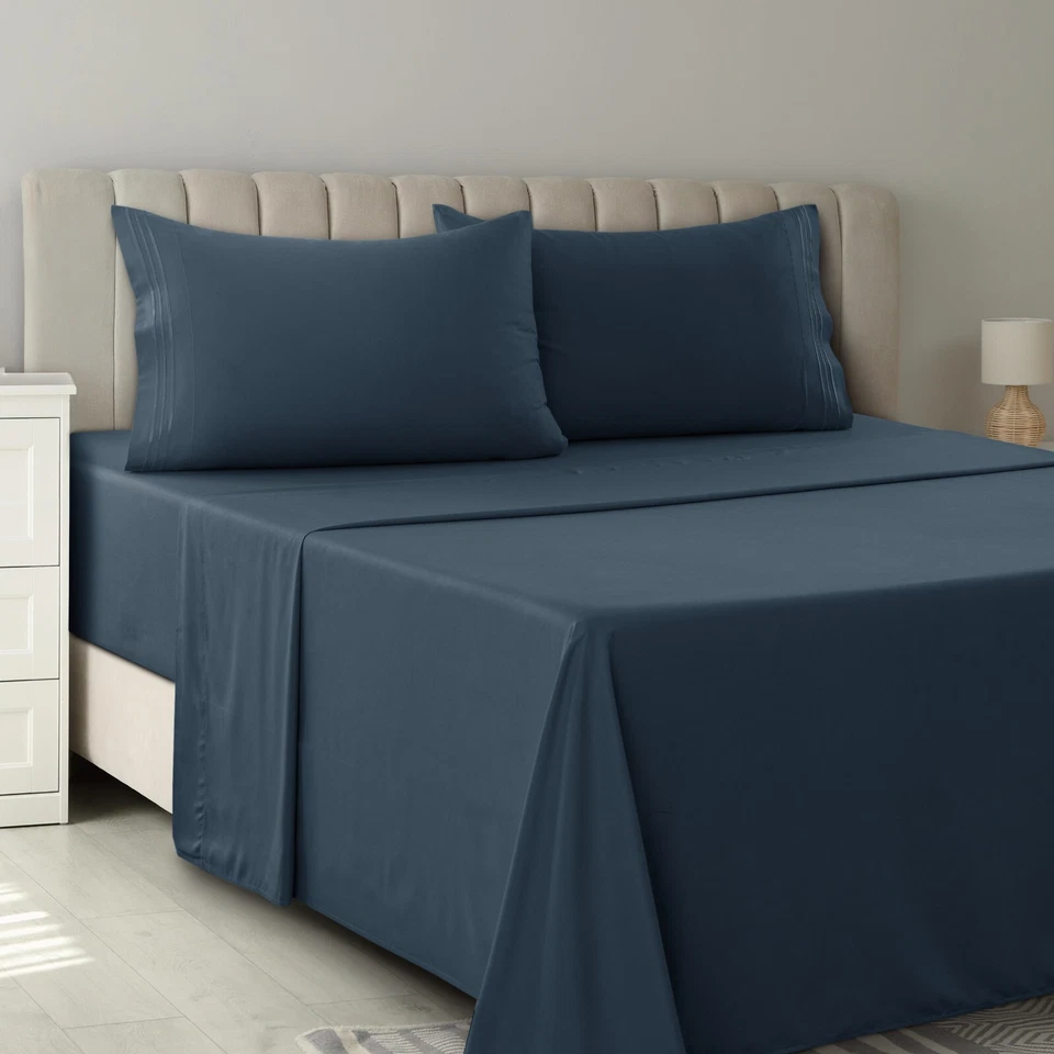 Juego de sábanas de bolsillo profundo ultra suaves de lujo de hotel de 4 piezas premium Foto 2 de 4