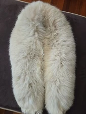 Real Silver fox fur collar removable attach to any top or coat 23" long