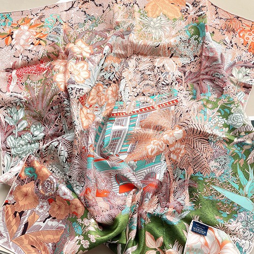 100% Seide Fubao Wald Twill 90 cm groß quadratisch Schal Tuch Maulbeerseidentuch - Bild 7 von 25