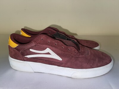 Lakai Cambridge Men Burgundy Suede Skateboard Shoes Sz