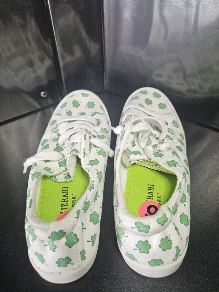 Isaac Mizrahi Reesa Día de San Patricio Trébol Tenis Blanco Verde Talla 6 NUEVO Foto 3 de 4