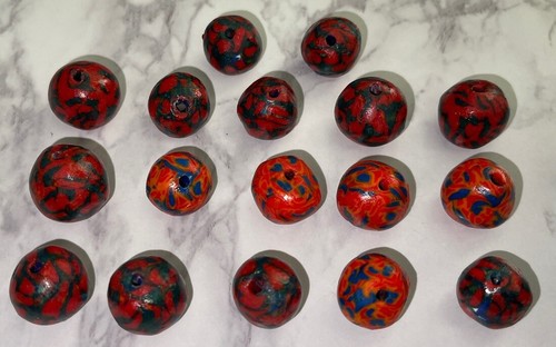 Vintage Multi Color Loose Round Polymer Clay Beads Bea-15 - Picture 2 of 7