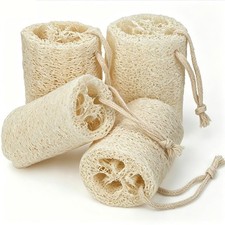 Natural Loofah Exfoliating Body Scrubber Sponge, 4 inch-Long Organic Luffa
