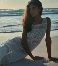 DOEN26 Spring/Summer Square Collar Lace Splicing Waist Sleeveless Dress