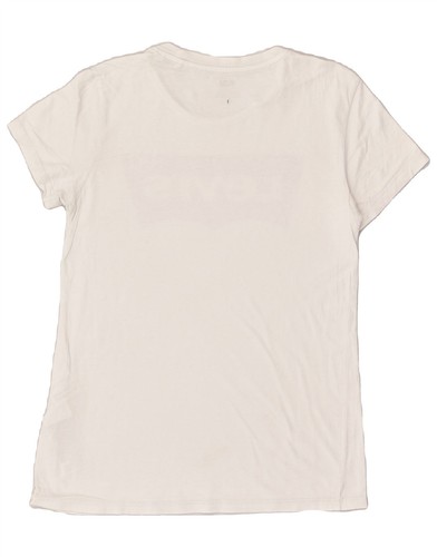 LEVI'S Womens Graphic T-Shirt Top UK 6 XS Off White Cotton AX61 - Picture 2 of 4