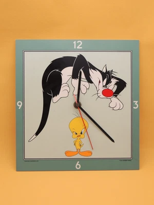 Démons & Merveilles Titi & Grosminet - Horloge Vintage 22x23cm - 1994 Looney - Photo 1/4