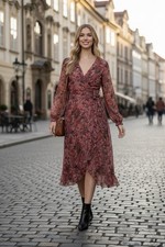 Anthropologie Paige Paulette Women Silk Floral Print Midi Wrap Dress Size L