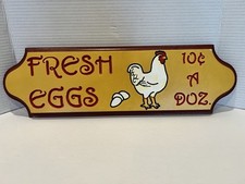 Hand Crafted by Wood Naturally Fresh Eggs Sign County Rooster Decor Farmhouse