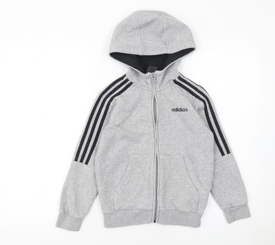 Adidas Kapuzenpullover Jungen grau durchgehender Reißverschluss 7-8 Jahre normale Passform