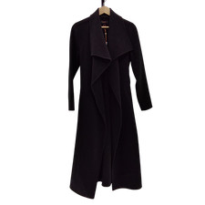 Quince Women Double-Faced Merino Wool Draped Collar Wrap Coat Black Outerwear S