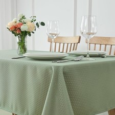 52x70 Inch Rectangle Tablecloth, Weaved Pattern, Durable, Sage Green