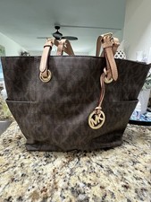 Michael Kors Mk Signature Pvc Tote Bag Women Brown Tan One Size