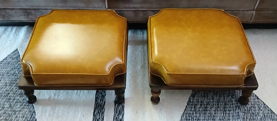 ETHAN  ALLEN Stacking Stools Ottoman~ Vintage Mid-Century~Gorgeous Mustard Brown - Image 2 of 4