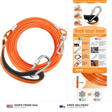 Dog tie out cable 50ft chew proof heavy duty large dogs up to 125lbs orange