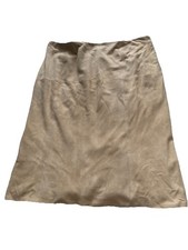 Lauren By Ralph Lauren Skirt Tan Camel Suede Leather 14 Knee Length Beige A-Line