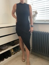 Black Draped Mini/midi Dress Size 8-10