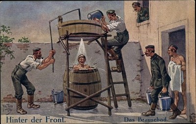 Artist Postcard Thiele, Arthur, Behind the Front, The Shower Bath - 10808205
