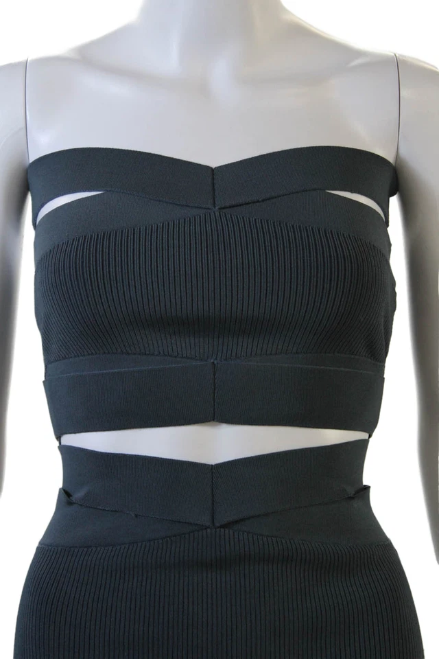 Dion Lee Womens Ribbed Pull On Halter Neck Sleeveless Skirt Set Blue Size 6 - Image 2 of 4