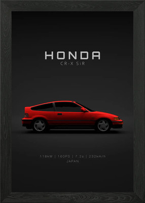Honda CRX SiR Red Specs gerahmtes Wandbild Poster Leinwanddruck Bild