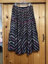 LA FUORI Silk Linen Organza Maxi Skirt Floral XL New $250