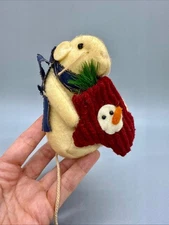 Mouse Christmas Tree Ornament  folk art Holiday Primative