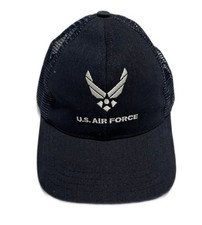 U.S. Air Force Trucker Hat Adjustable Mesh Back Cap Navy Blue White Logo Unisex
