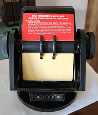 Vintage Rolodex SW-24C Swivel File Organizer - Black with Woodgrain