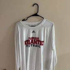 Adidas Florida Atlantic Owls Football Long Sleeve Shirt FAF NCAA White Men's