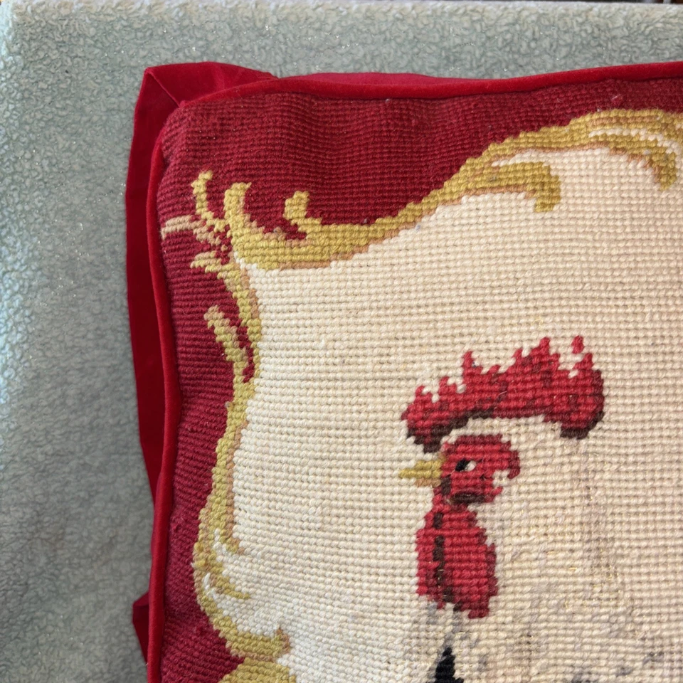 Cojín de silla de punta de aguja hecho a mano cojín de asiento de gallo 16” X 16” con lazos LOC MM Foto 2 de 4