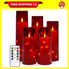 Flameless LED Candles with Timer 5 Pc Flickering Flameless Candles for Romantic