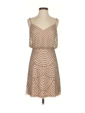 Adrianna Papell Beaded Nude Cocktail Dress Short Size 8