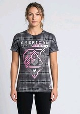 American Fighter women's S T-Shirt Gray Tie Dye Athletic MMA Affliction Y2k