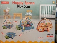 babyeap Happy Space Play Gym – 3-in-1 Baby Activity Mat w/ 30 Ocean Balls – New