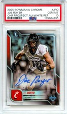 Joe Royer RC 2025 BOWMAN U CROMO BLANCO NOVATO AUTOMÁTICO SP 8/15 PSA 10 GEMA COMO NUEVO