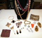 Antique Vintage 20Pc OLD COSTUME JEWELRY~CHANGE PURSE LOT Whiting Davis~Kreisler