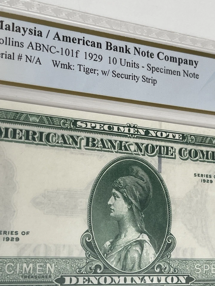 MALASIA/EMPRESA AMERICANA DE BILLETES 1929 10 UNIDADES BILLETE EJEMPLAR PCGS MS-65 PPQ Foto 4 de 4