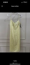 Essentials DKNY lemon lime corsette midi slip dress w/ pink rose florals size 6