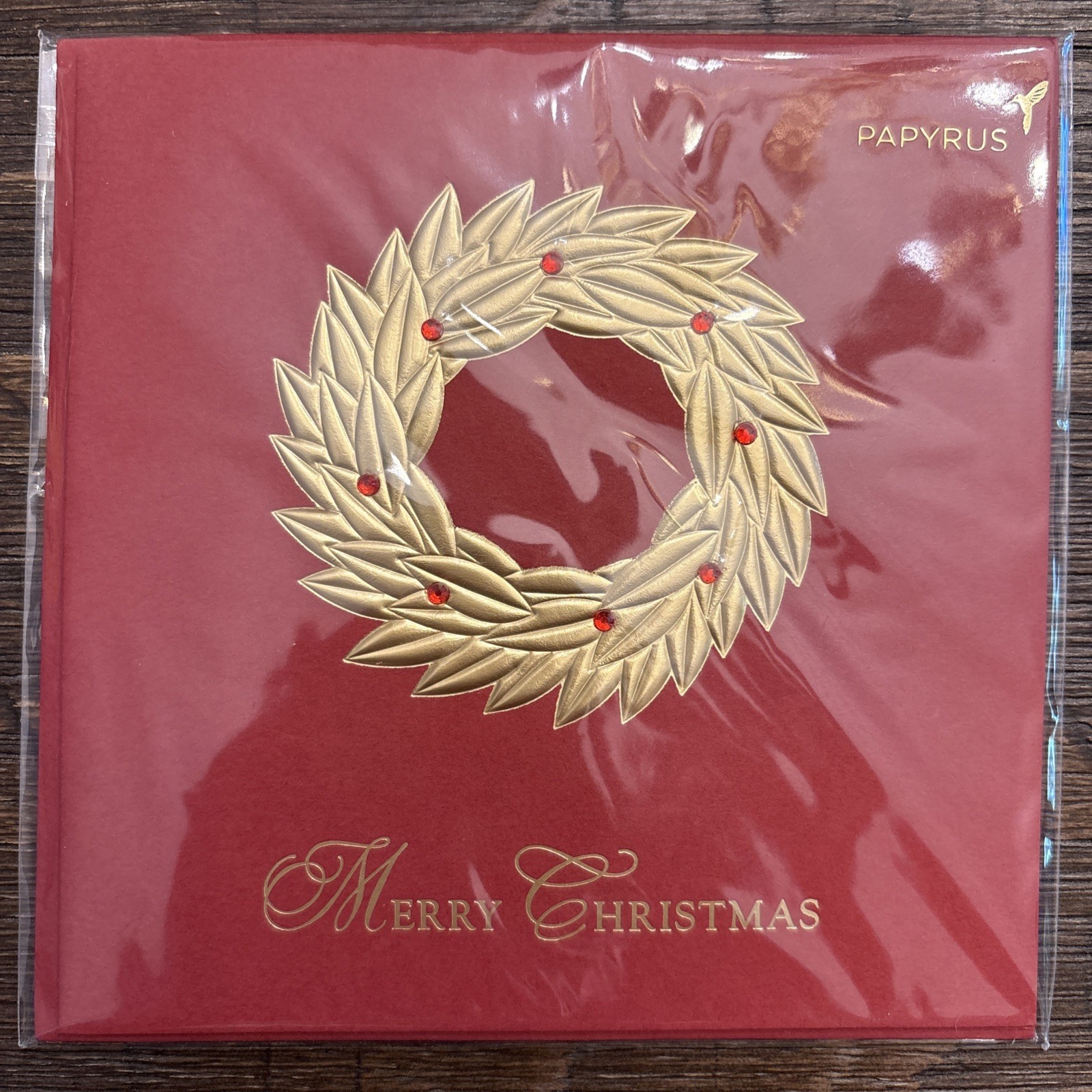 Papyrus Christmas/Holiday Greeting Card New With Envelope Jeweled Wreath