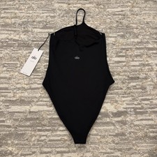 Alo Yoga Airlift Plie Bodysuit Women  s XS Black Performance Sculpting Fabric New