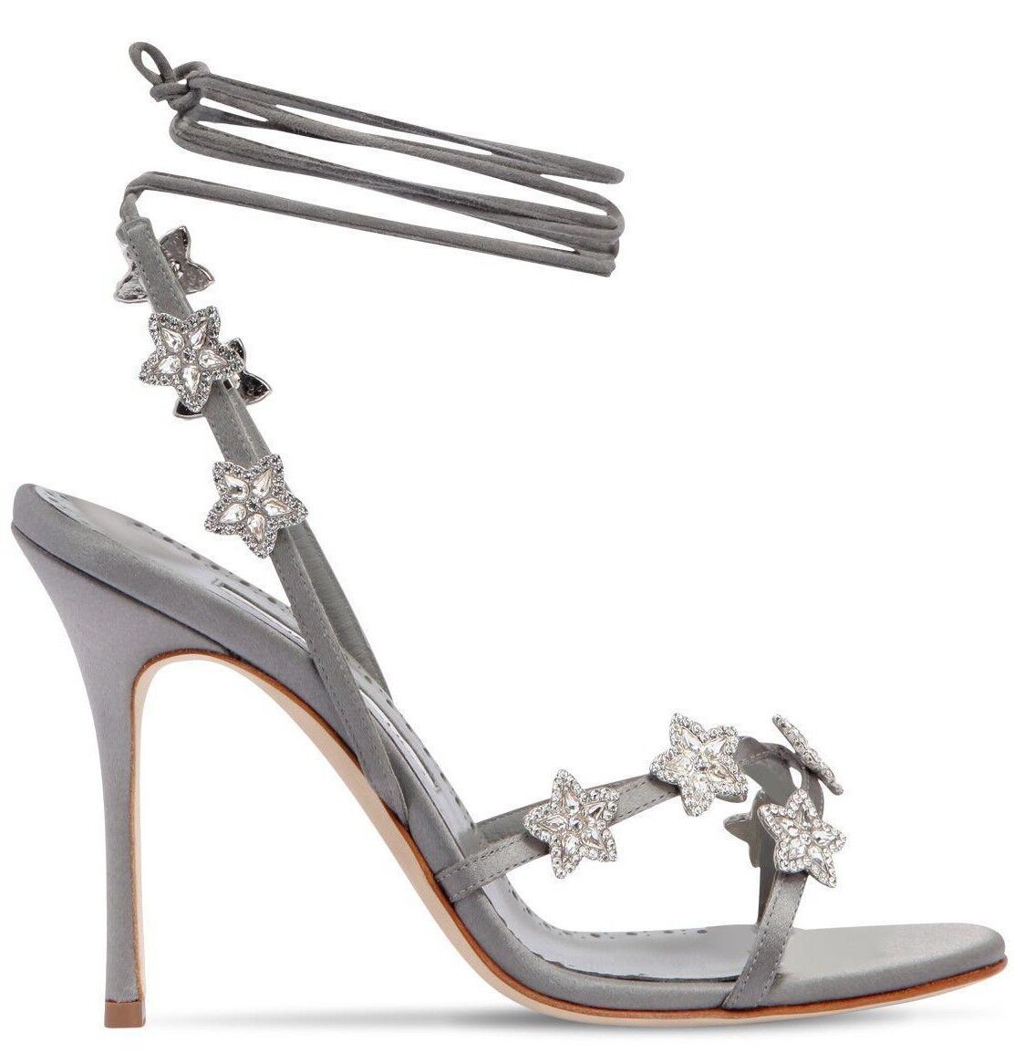 $1325 NEW Manolo Blahnik OSAKA Star Satin Grey Silver $1325 NEW Manolo Blahnik OSAKA Star Satin Grey Silver