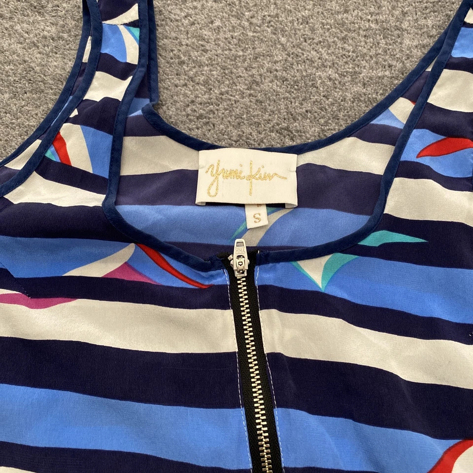 Vestido para mujer Yumi Kim talla pequeña a rayas de verano seda estilo mameluco 1/4 cremallera Foto 4 de 4