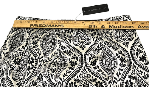 NWT Worthington Pencil Straight Skirt 8 Black Silver Jacquard Front Slit Lined - Picture 5 of 17