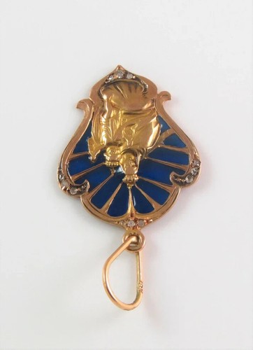 Antik 18k Gold Plique A Jour Emaille Diamant Maria mit Jesus religiös Anhänger - Bild 7 von 11