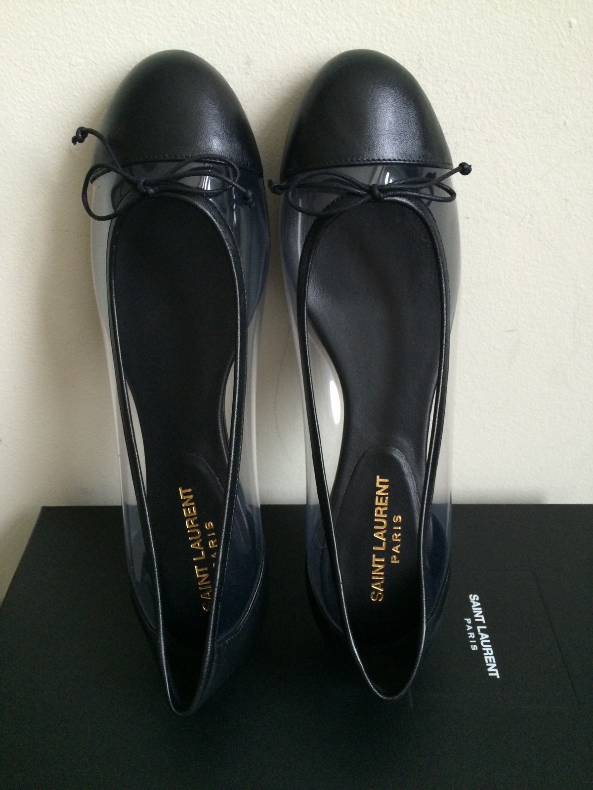 Ballerine Saint Laurent danza pelle metallizzata nere nuove con scatola $445 taglia 7 5