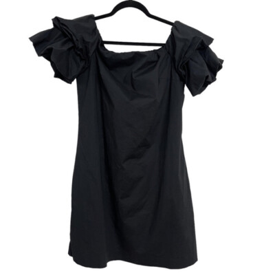Club Monaco Arnar Off-the-Shoulder Black Strapless Mini Shift Dress Size 12  | eBay
