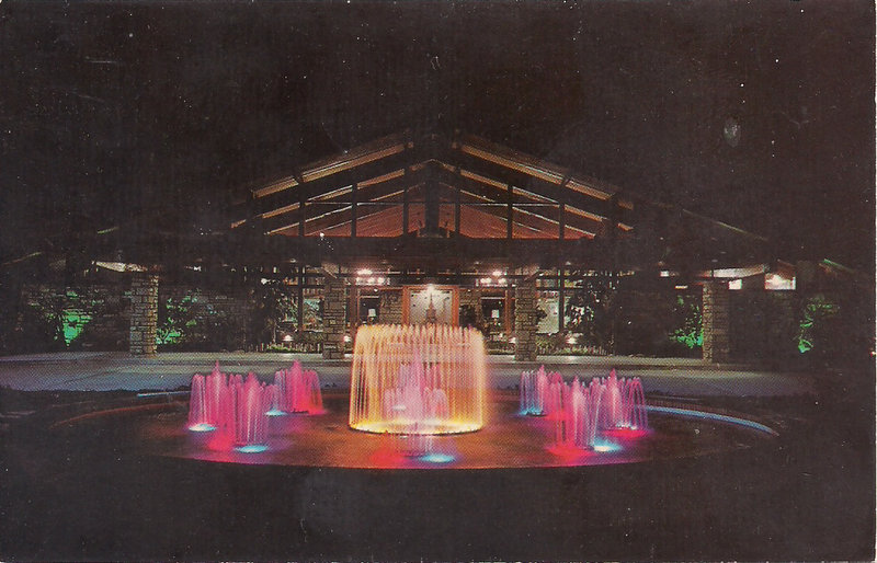 Old postcard, Lighted Fountain Cape Coral Yacht and Racket Club, Cape Coral, FL 