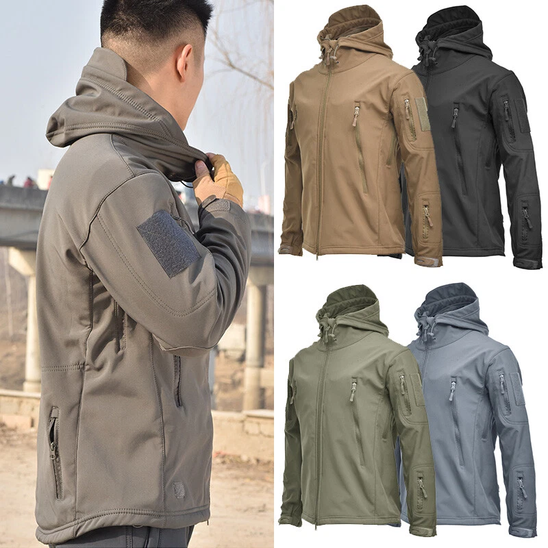  FREE SOLDIER Men's Outdoor Waterproof Soft Shell Hooded  Military Tactical Jacket (Black Small/US) : Clothing, Shoes & Jewelry