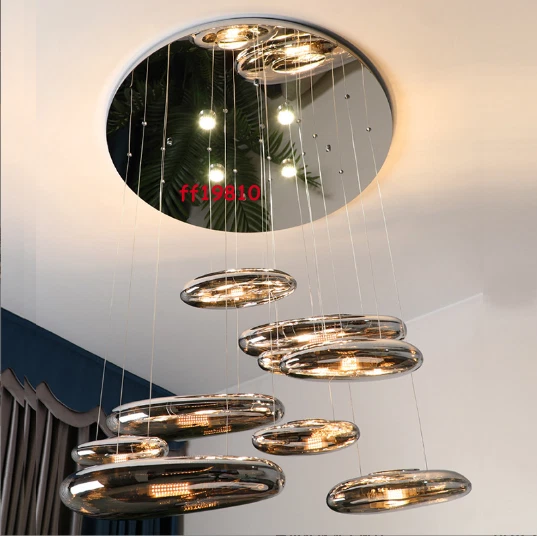 Italian Float Glass Drop Chandelier Ceiling Light Pendant Hotel